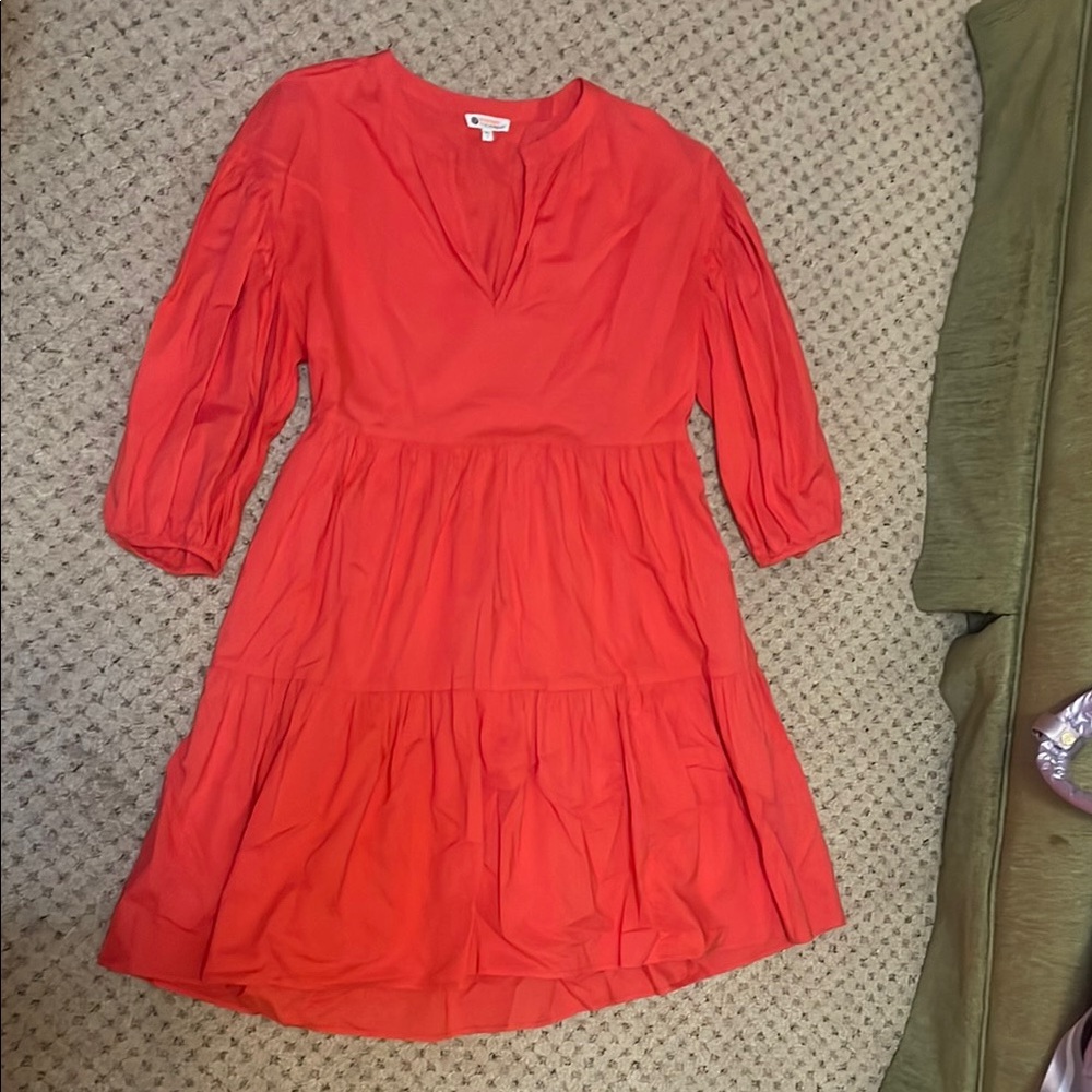 Sundry Orange Ruffled Tiered Sundress with V-Neck